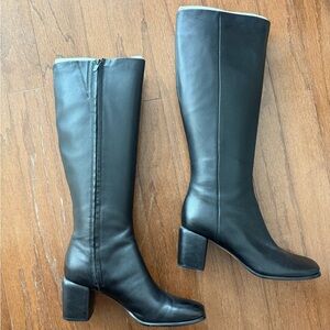 Vince Black Heeled Knee-High Leather Boots